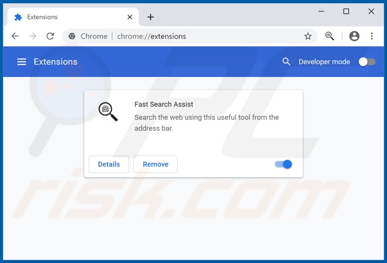 Removing fastsearchassist.com related Google Chrome extensions