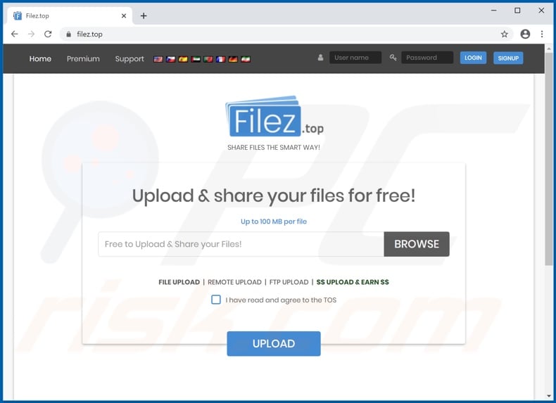 filez[.]top pop-up redirects