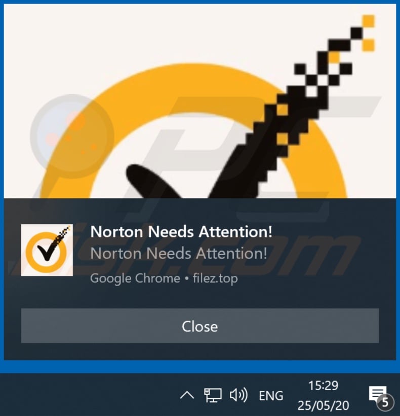 Norton Subscription scam advertisement provided by filez[.]top