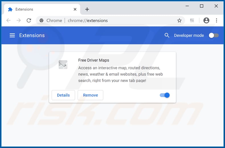 Removing freedrivermapstab.com related Google Chrome extensions