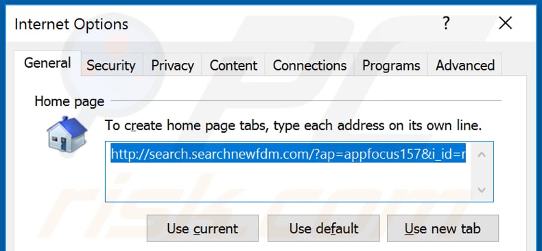 Removing freedrivermapstab.com from Internet Explorer homepage