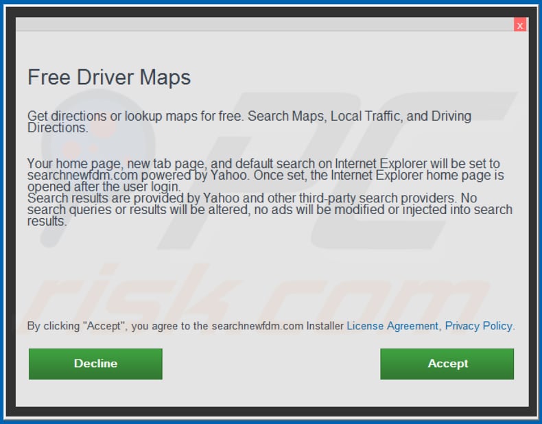 Official Free Driver Maps browser hijacker installation setup