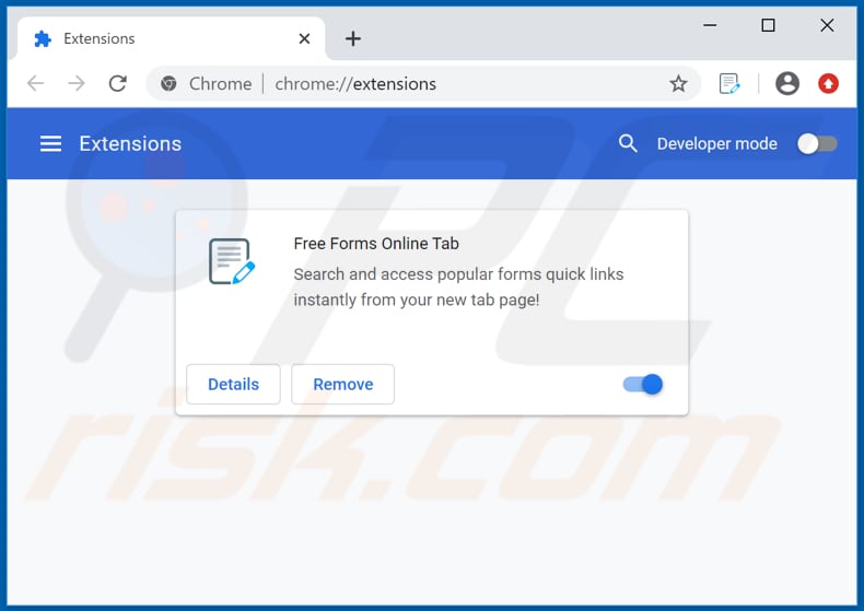 Removing hfreeforms.online related Google Chrome extensions