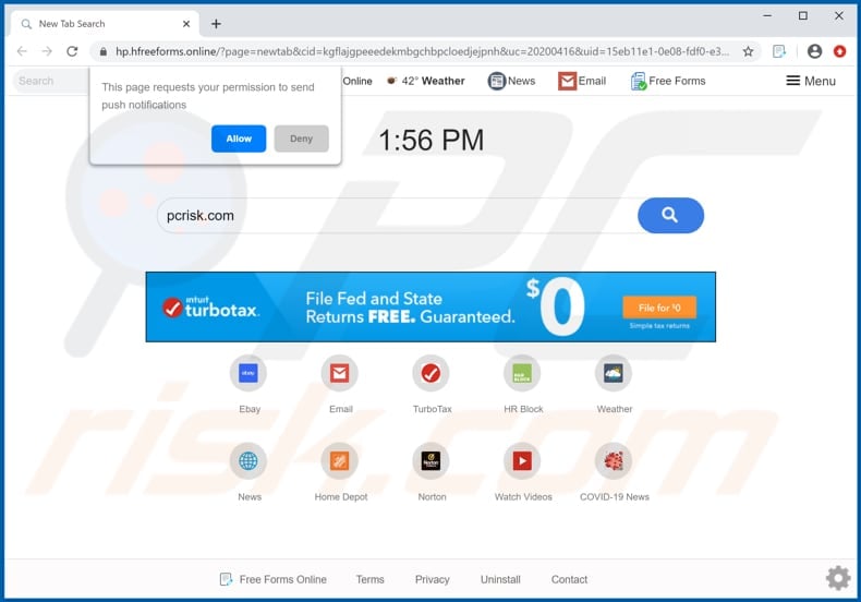 hfreeforms.online browser hijacker