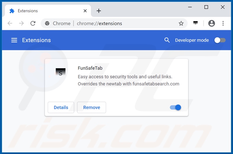 Removing search.funsafetabsearch.com related Google Chrome extensions