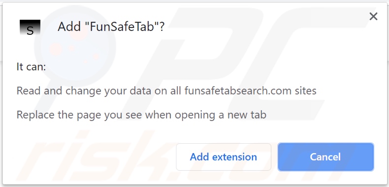 FunSafeTab browser hijacker asking for permissions (Chrome)