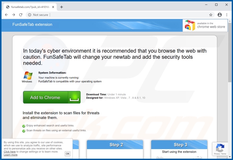 Website used to promote FunSafeTab browser hijacker