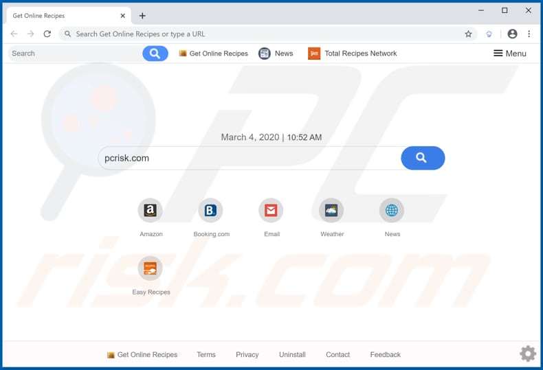 search.getrecipesonlinetab1.com browser hijacker