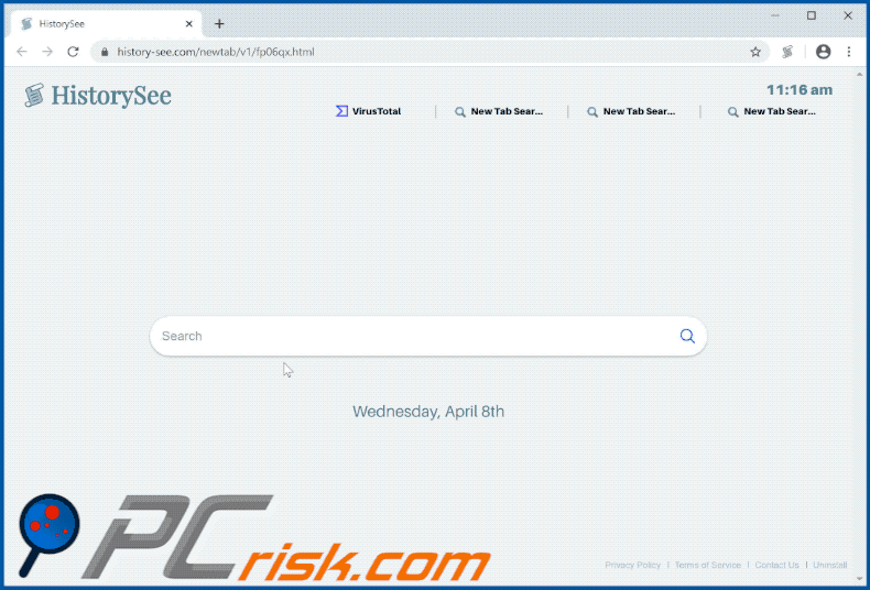 HistorySee browser hijacker appearance (GIF)