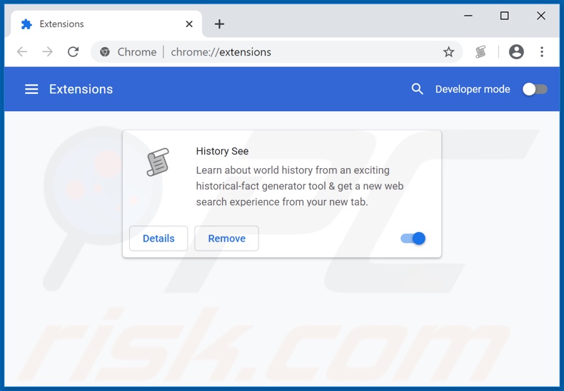 Removing history-see.com related Google Chrome extensions