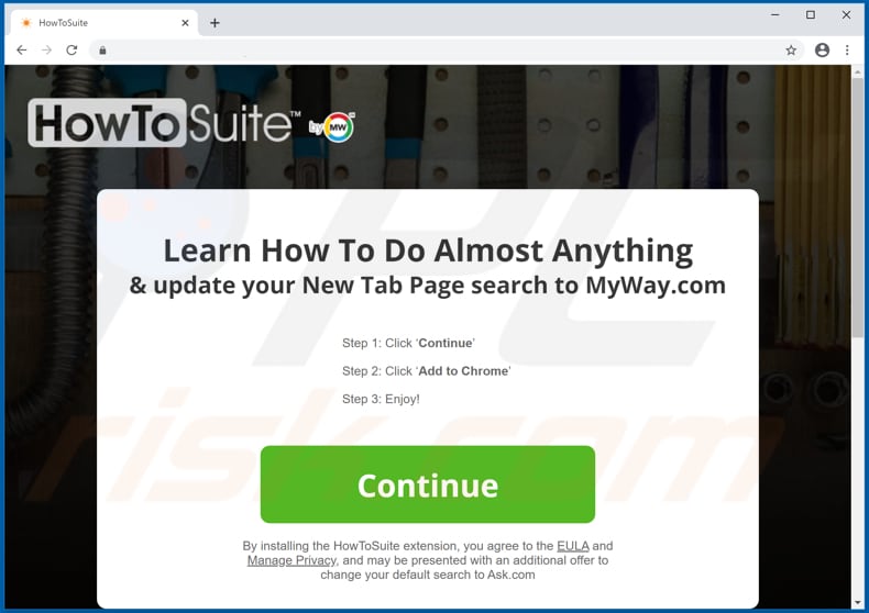 Website used to promote HowToSuite browser hijacker