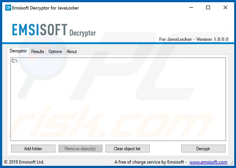 JavaEncrypt ransomware decryption tool by Emsisoft