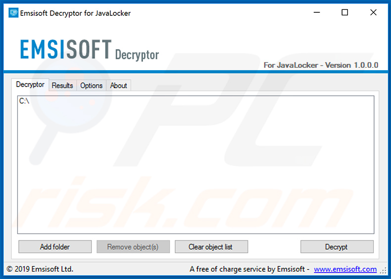 JavaEncrypt ransomware decryption tool by Emsisoft