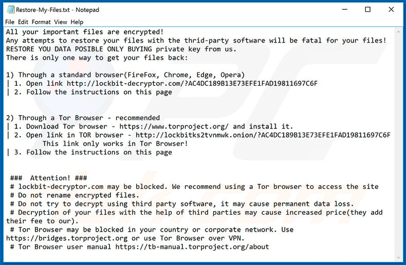 LockBit ransomware updated text file