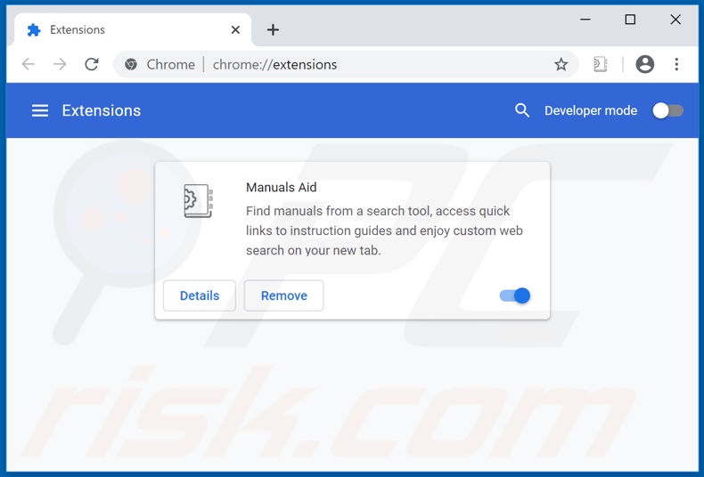 Removing manualsaid.com related Google Chrome extensions