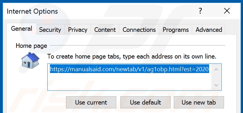 Removing manualsaid.com from Internet Explorer homepage