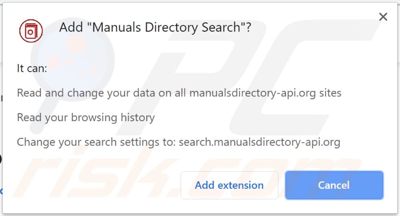 manuals directory search browser hijacker asks for a permission to be installed