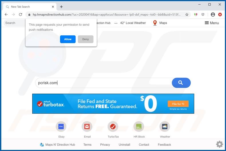 hmapndirectionhub.com browser hijacker