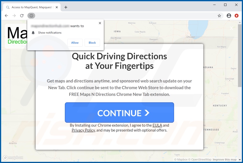 Website used to promote Maps N Direction Hub browser hijacker