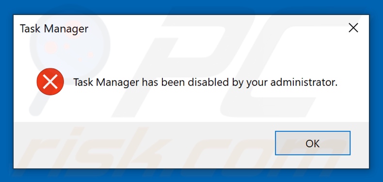 Mpal ransomware pop-up stating that task manager is disabled