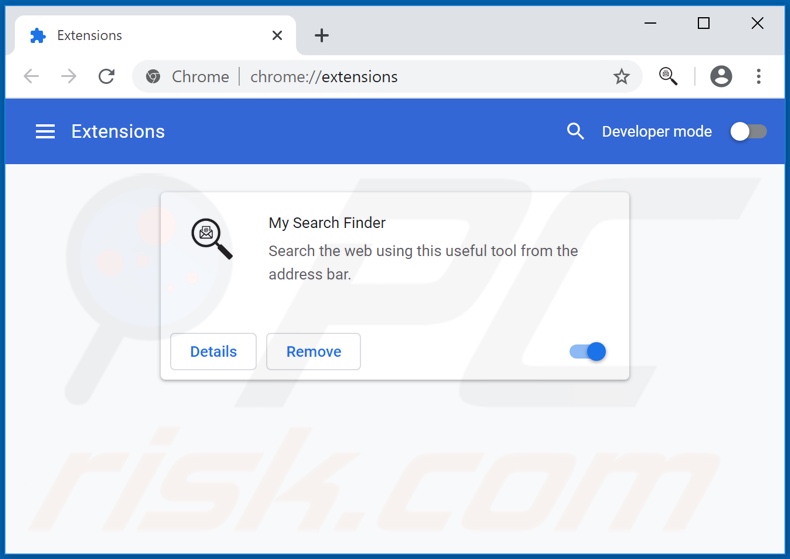 Removing search.mysearchfinder.co related Google Chrome extensions