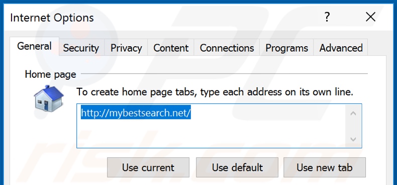 Removing mybestsearch.net from Internet Explorer homepage