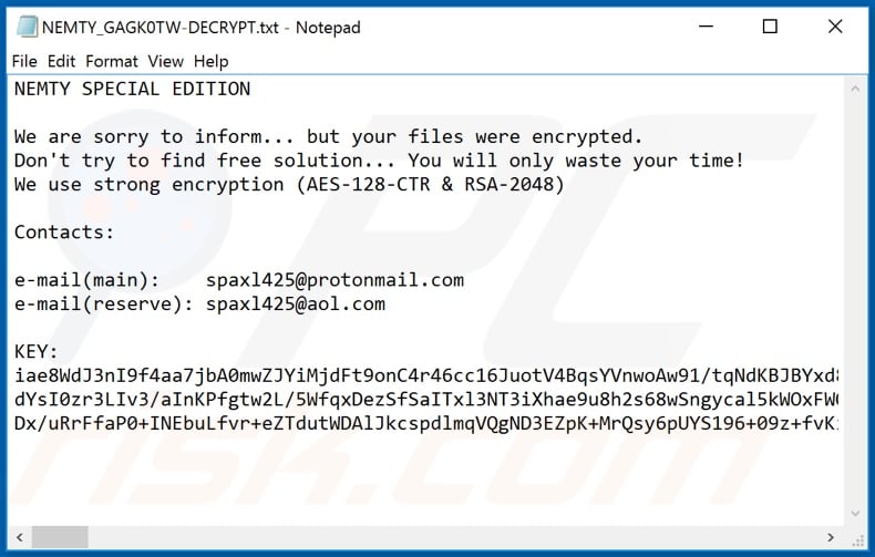 Nemty Special Edition decrypt instructions (NEMTY_[random_string]-DECRYPT.txt)