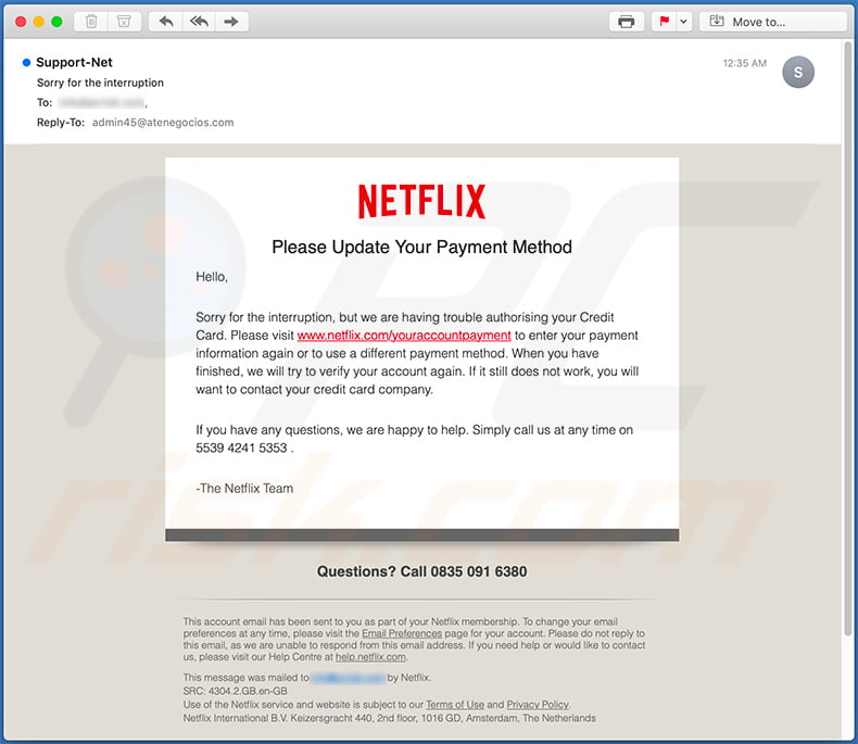 Netflix scam email (2020-05-05)