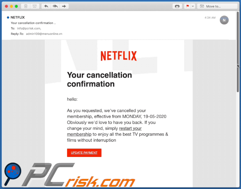 Netflix scam email (2020-05-19)