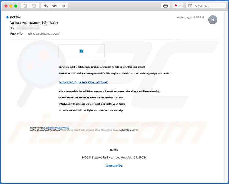 Netflix scam email (2020-05-26)