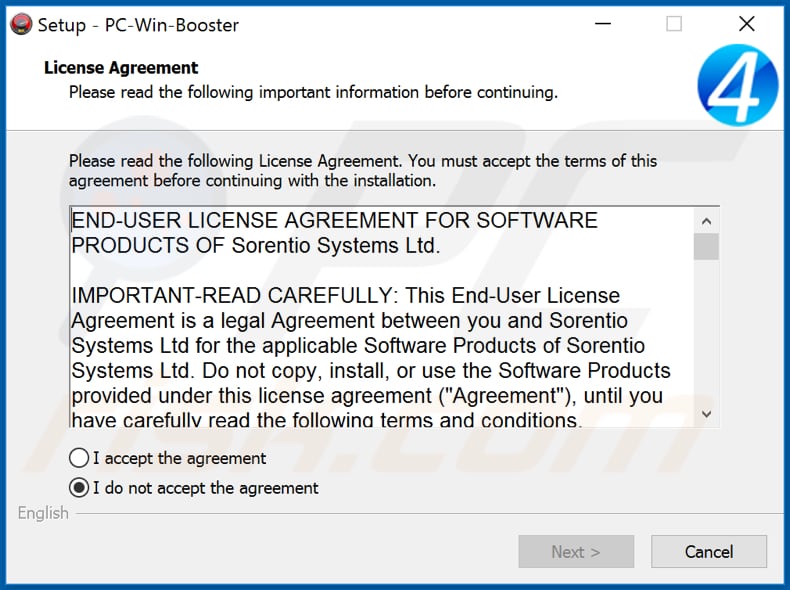 PC Win Booster PUA installation setup