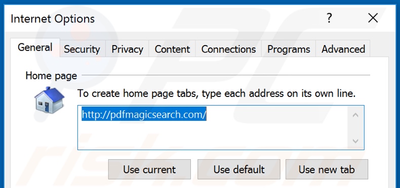 Removing pdfmagicsearch.com from Internet Explorer homepage