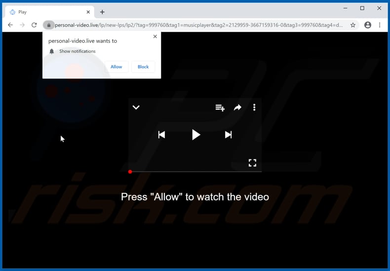 personal-video[.]live pop-up redirects