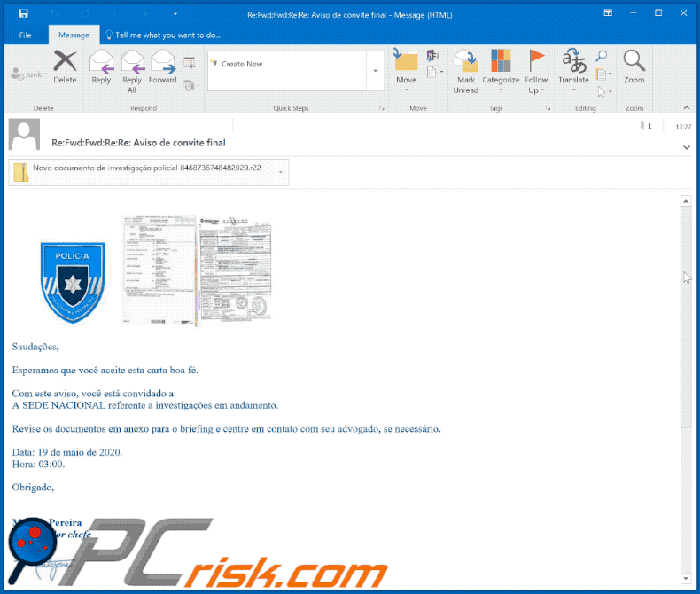 policia de seguranca publica email virus email appearance