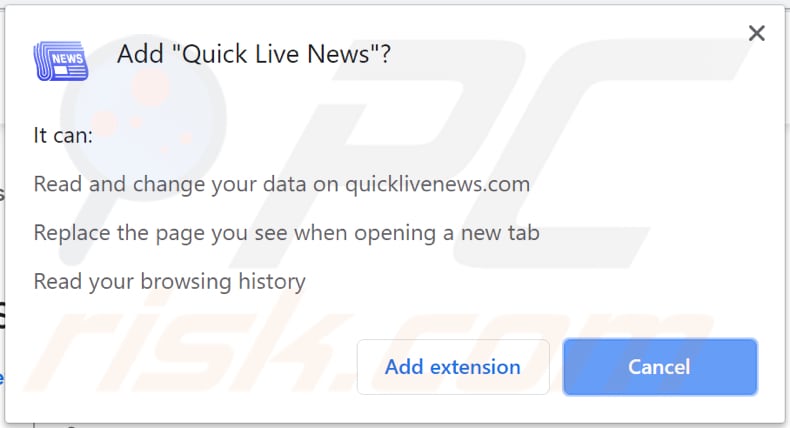 quick live news asks for a permission to be installed on chrome