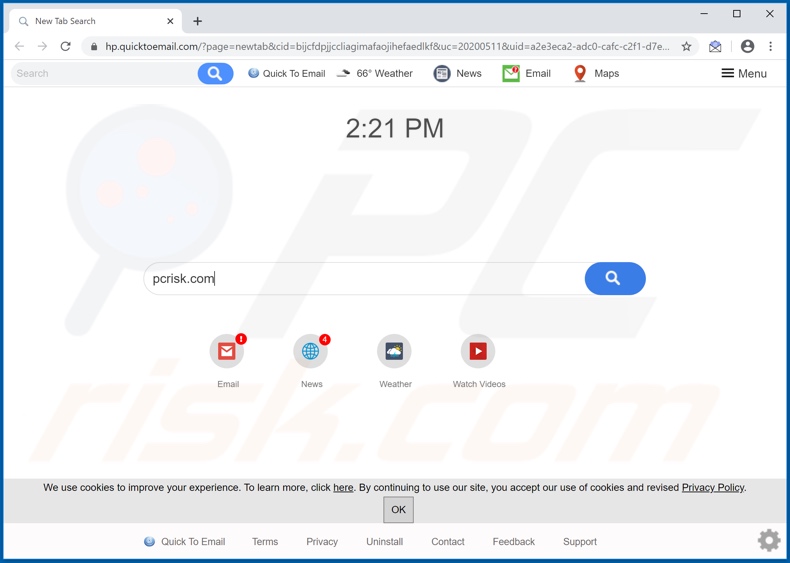 quicktoemail.com browser hijacker