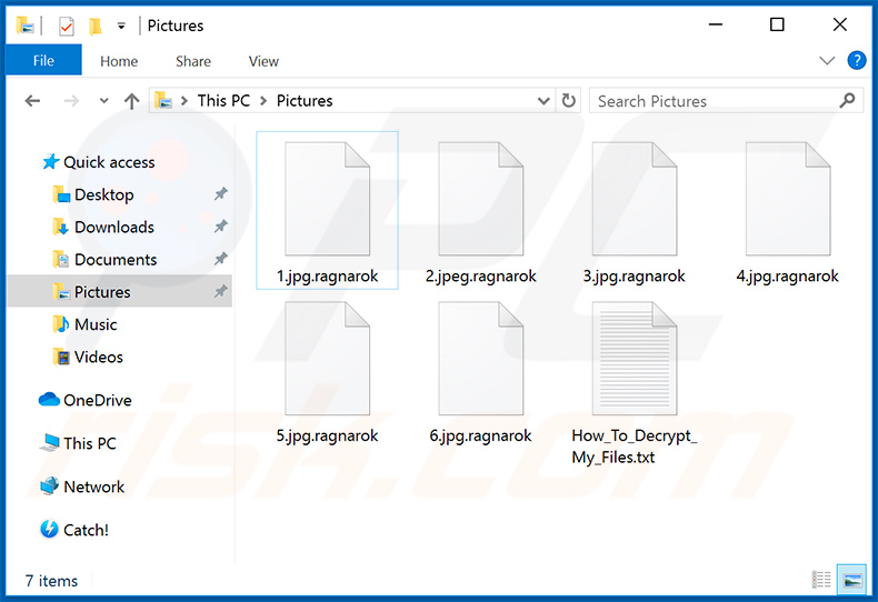 Files encrypted by updated Ragnarok ransomware (.ragnarok extension)