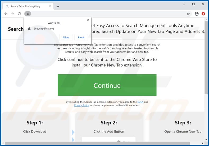 Website used to promote Search Tab browser hijacker
