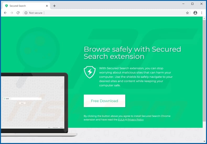 Website used to promote Secured Search browser hijacker