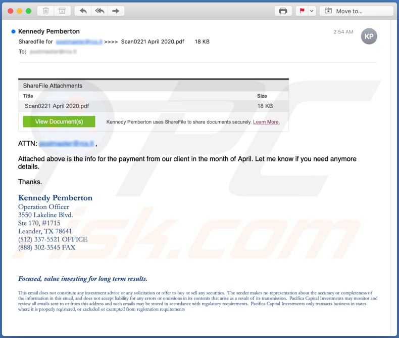 ShareFile Attachment Email Scam email spam campaign