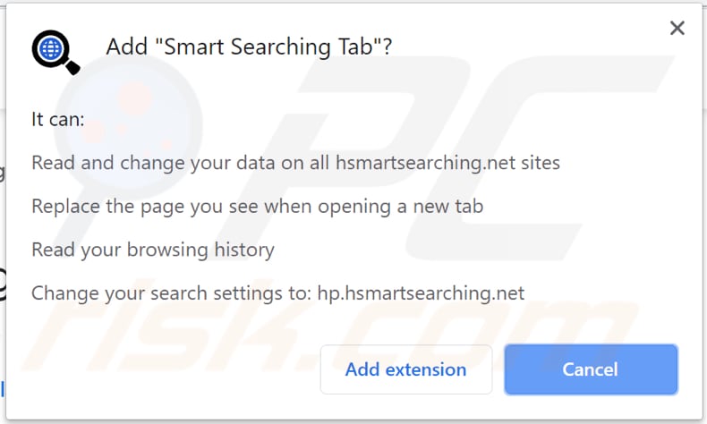 smart searching tab browser hijacker asks for a permission to be installed