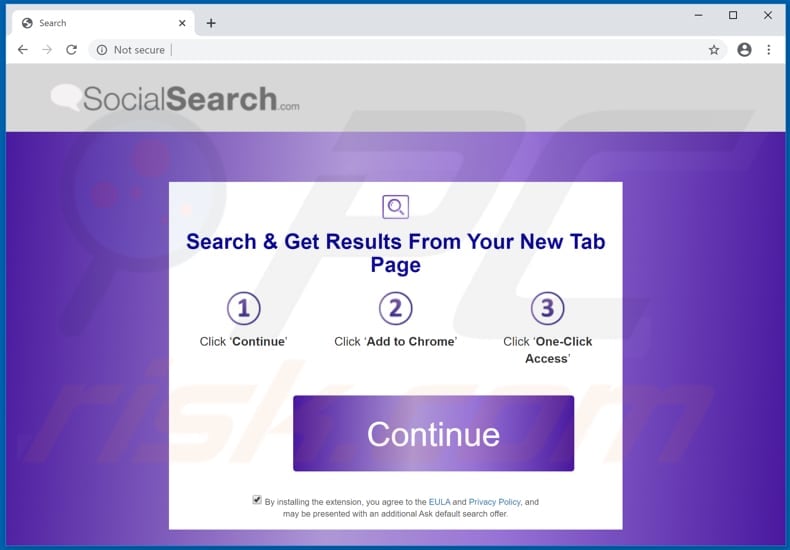 Website used to promote Social Search browser hijacker