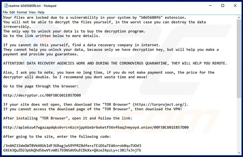 Sodinokibi ransomware text file (2020-05-08)