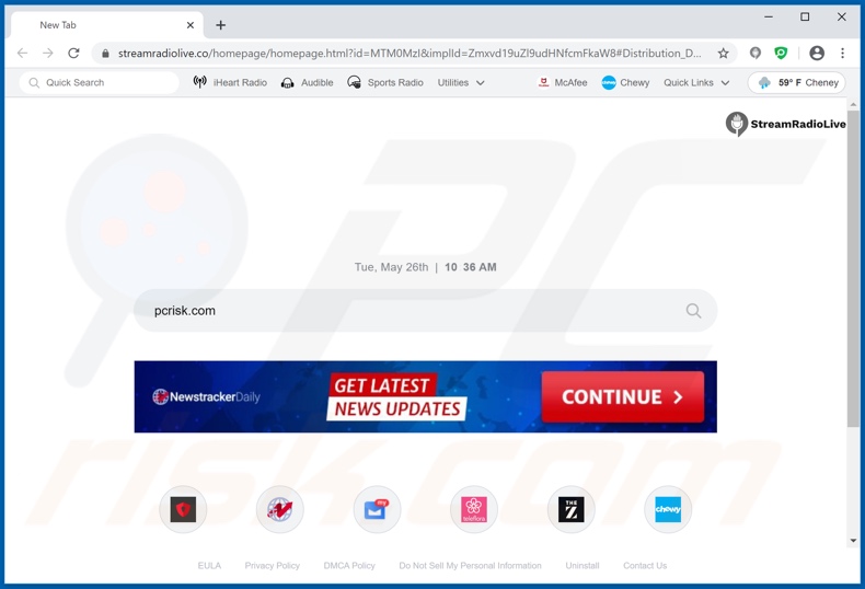 streamradiolive.co browser hijacker