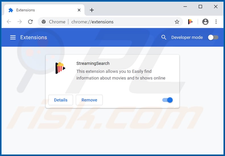 Removing streamsrch.com related Google Chrome extensions
