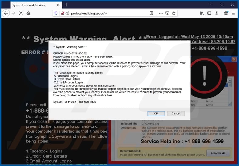 System Warning Alert scam