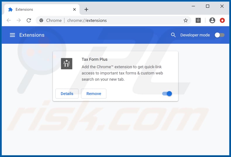Removing taxformplus.com related Google Chrome extensions