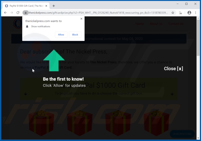 thenickelpress[.]com pop-up redirects