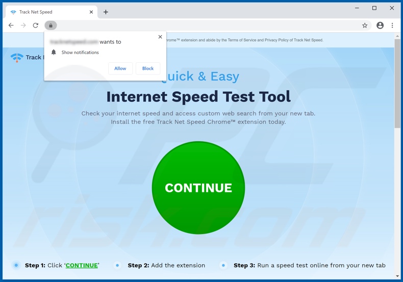 Website used to promote Track Net Speed browser hijacker