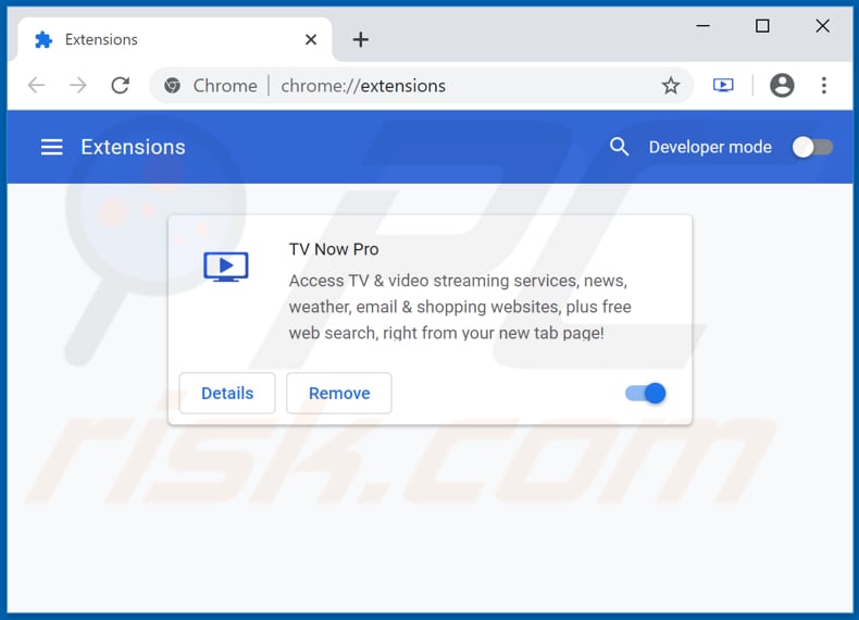 Removing tvnowprotab.net related Google Chrome extensions